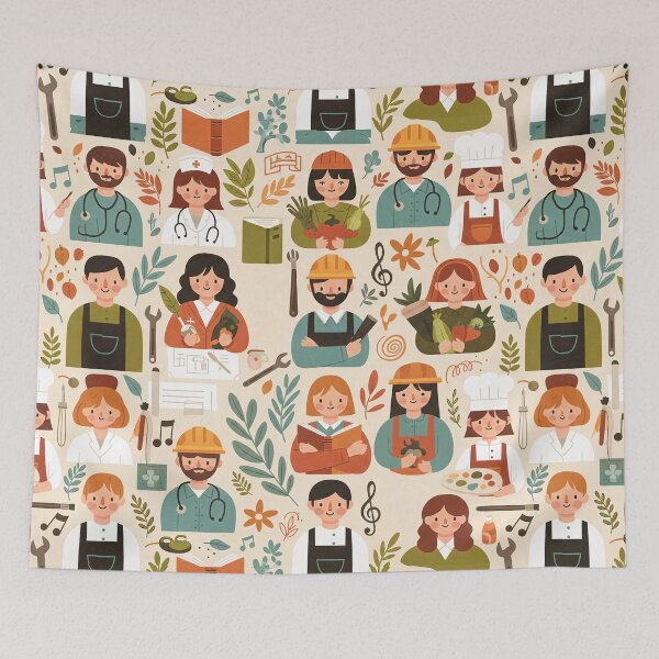 Item preview, Cute Labor Day Professions Pattern designed and sold by tretyakov.