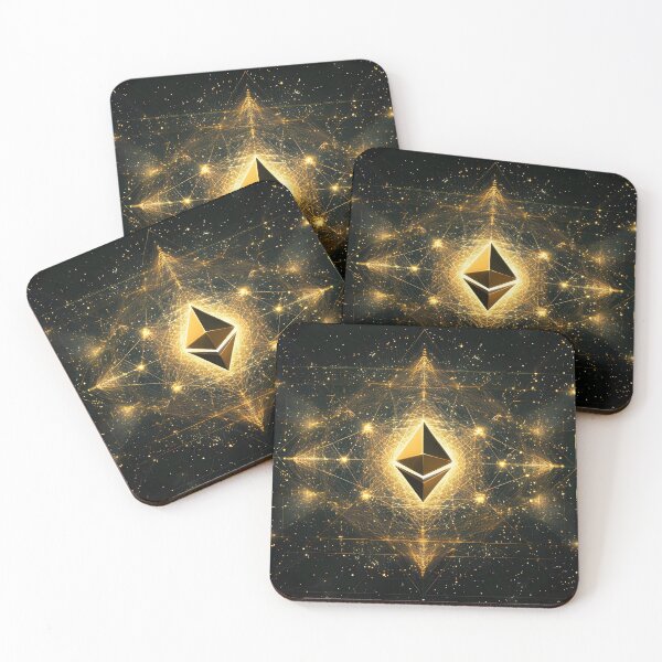Item preview, ETH Gold Core – Ethereum-Inspired Digital Crypto Symbol | Geometric Gold Energy Art designed and sold by czki.