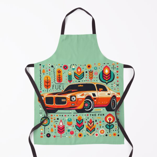 Item preview, FUEL THE FUN Orange Retro Car Adventure - Scandinavian Folk Art by heidiannemorris © designed and sold by FOLK ART FUSION.