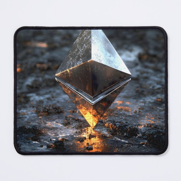 Item preview, Forged in Flame – Ethereum Symbol in Molten Ground | Lava Crypto Core Art designed and sold by czki.