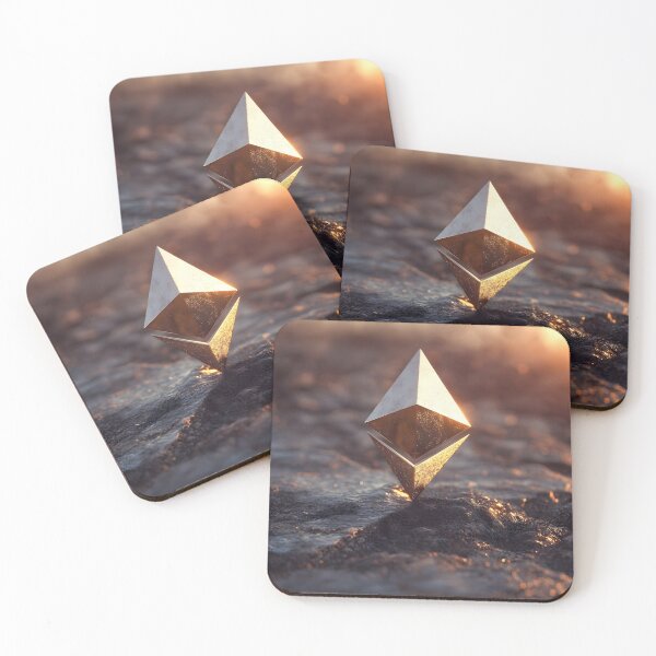 Item preview, Sunset Signal – Ethereum Emblem in Golden Light | Serene Crypto Minimalism designed and sold by czki.