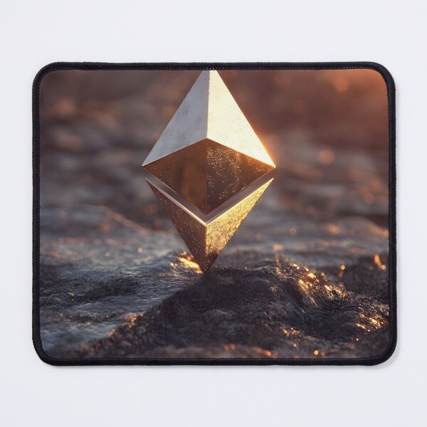 Item preview, Sunset Signal – Ethereum Emblem in Golden Light | Serene Crypto Minimalism designed and sold by czki.