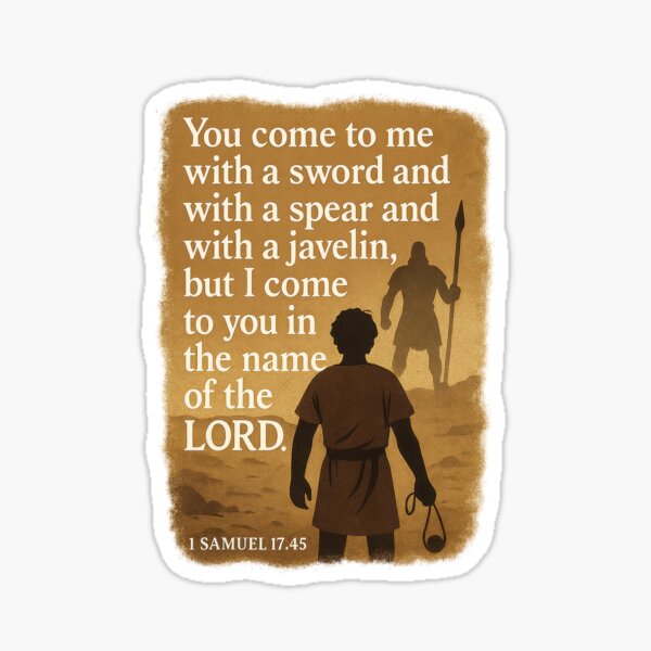 Vista previa del artículo con la obra «1 Samuel 17:45 – Yo vengo en el nombre del Señor Versículo», diseñado y vendido por SimplySelim.