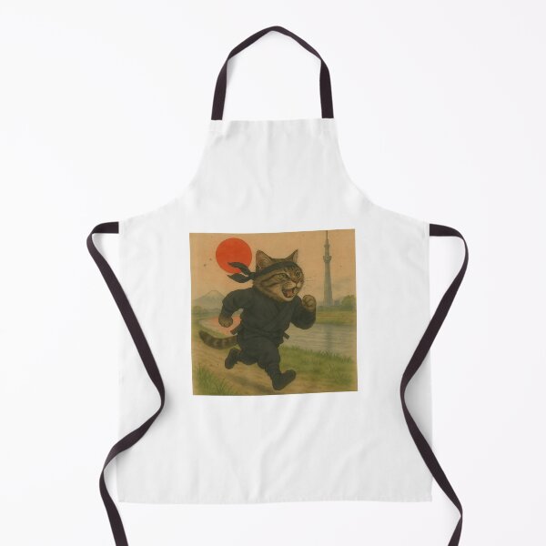 Item preview, Ninja Cat Morning Run – Tokyo Skyline & Fuji designed and sold by Zen Cat Studio.
