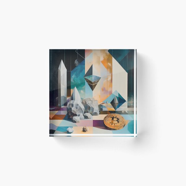 Item preview, Crypto Icons Collide – Modern ETH & BTC Art for Web3 Enthusiasts designed and sold by czki.