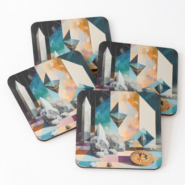 Item preview, Crypto Icons Collide – Modern ETH & BTC Art for Web3 Enthusiasts designed and sold by czki.