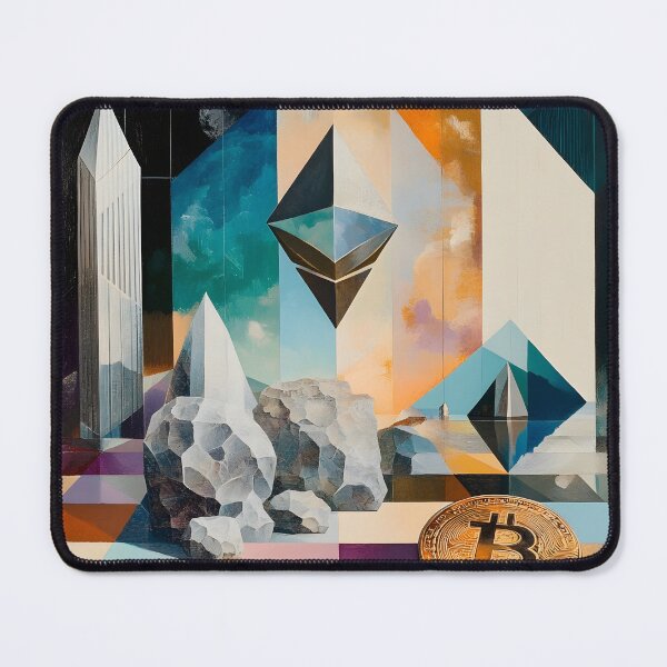 Item preview, Crypto Icons Collide – Modern ETH & BTC Art for Web3 Enthusiasts designed and sold by czki.