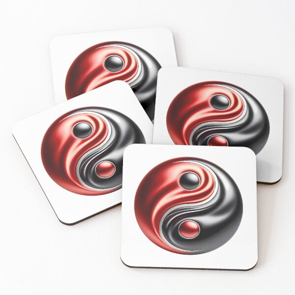 Item preview, Ying-Yang symbol round in black and red shine designed and sold by AD-Digital-Art.