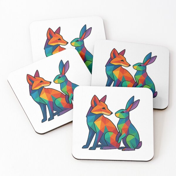 Item preview, Prismatic Fox & Rabbit Duo designed and sold by TheWonkyEaselCo.