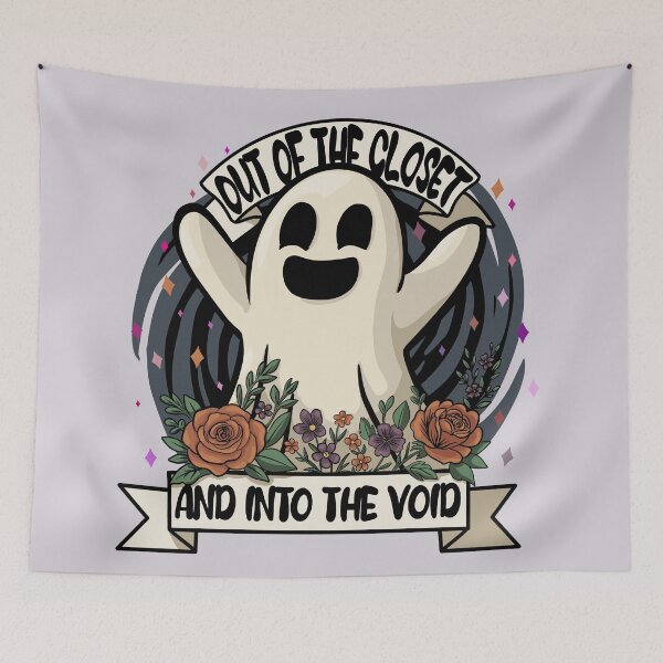 Item preview, Out of the Closet and Into the Void – Spooky Cute Gay Ghost Art designed and sold by Feral-by-Elsie.