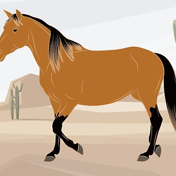 Aperçu de l'œuvre Cheval Abstang, cheval isabelle sur un fond de paysage, cheval de selle, races de chevaux des États Unis de WebEquitation®