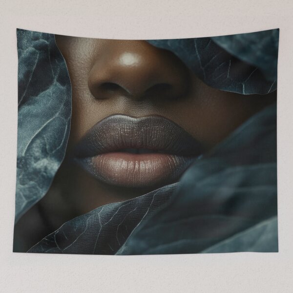 Item preview, Close up of lips behind dark fabric designed and sold by anytka.