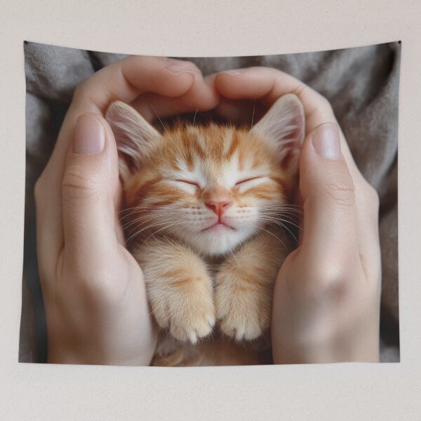 Item preview, Loving hands cradle a sleepy kitten designed and sold by anytka.