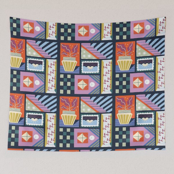 Item preview, Colorful plant stairs column landscape pattern designed and sold by Yulia Saraswati.