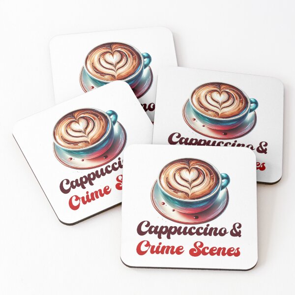 Item preview, Cappuccino and Crime Scene watercolor design designed and sold by EmeraldeaArt.