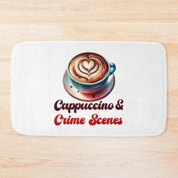 Item preview, Cappuccino and Crime Scene watercolor design designed and sold by EmeraldeaArt.