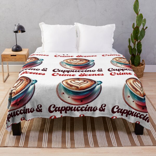 Item preview, Cappuccino and Crime Scene watercolor design designed and sold by EmeraldeaArt.