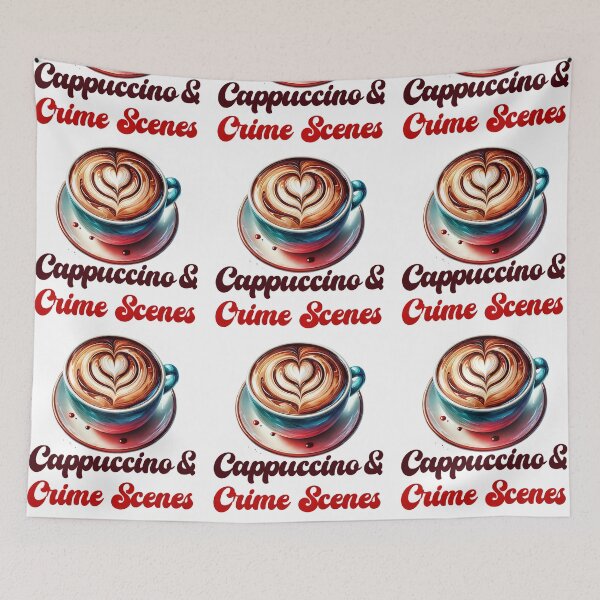 Item preview, Cappuccino and Crime Scene watercolor design designed and sold by EmeraldeaArt.