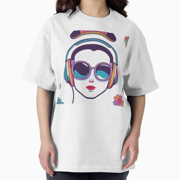 Cartoon Pattern Portrait Oversized T-Shirt