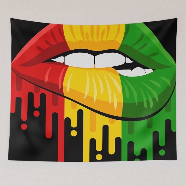 Item preview, Juneteenth Lips, Black History, African American Flag designed and sold by GoldenSunsetBloom.