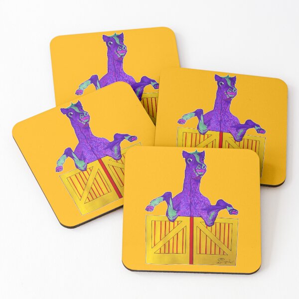 Item preview, Funny Horse Wall Art – “Whoof Knows?” Acrylic Painting v5 Dark Yellow Background designed and sold by PaintThatSheep Art Shop.