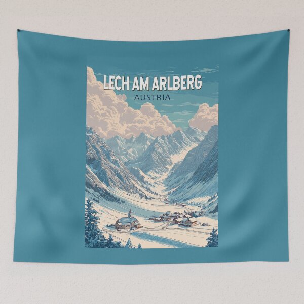Item preview, Lech am Arlberg Austria Illustration Travel Art Vintage designed and sold by KrisSidDesigns.