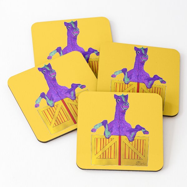 Item preview, Funny Horse Wall Art – “Whoof Knows?” Acrylic Painting v6 Light Yellow Background designed and sold by PaintThatSheep Art Shop.
