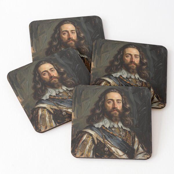 Item preview, Portrait of King Charles I of England with beard vintage painting art designed and sold by Vintage Designs +.