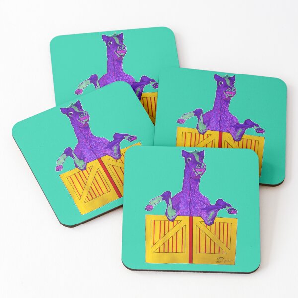 Item preview, Funny Horse Wall Art – “Whoof Knows?” Acrylic Painting v7 Vibrant Teal Background designed and sold by PaintThatSheep Art Shop.