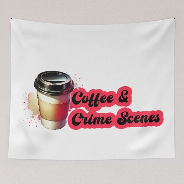 Item preview, Coffee and Crime Scenes watercolor design designed and sold by EmeraldeaArt.