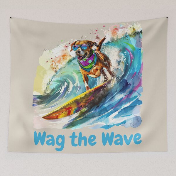 Item preview, Wag the Wave – Cute Surfing Dog Summer Vibes Design designed and sold by RedDogStudio.