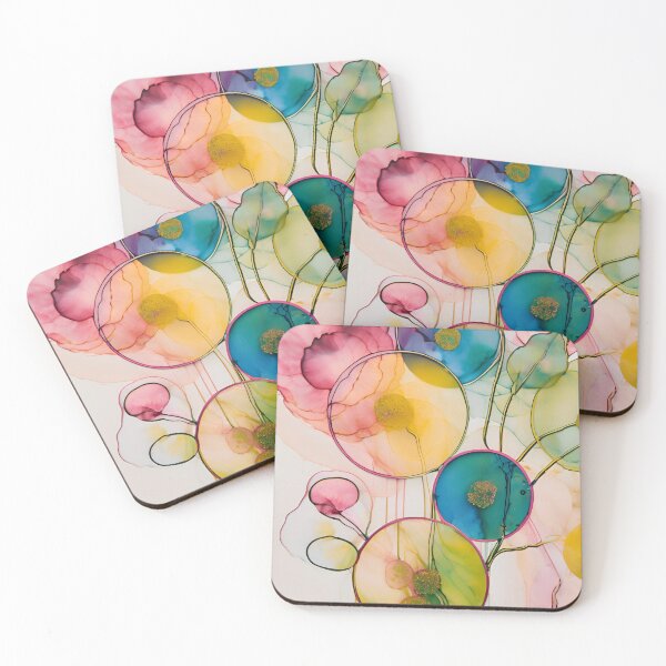 Item preview,  Colorful flower texture,  pink blue yellow pattern, leaf pattern, pink stone, abstracitive designed and sold by KolorellaS.