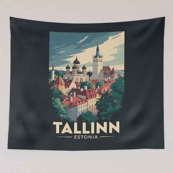 Item preview, Tallinn Estonia Travel Art Vintage designed and sold by KrisSidDesigns.