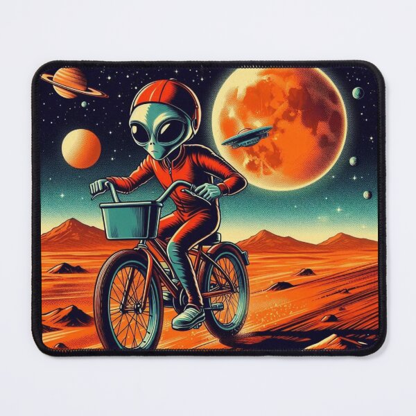 Item preview, an alien riding a bicycle designed and sold by Dogandesighn.