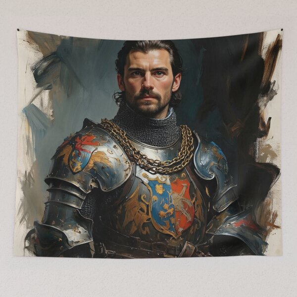 Item preview, Medieval English Soldier vintage style portrait art designed and sold by Vintage Designs +.
