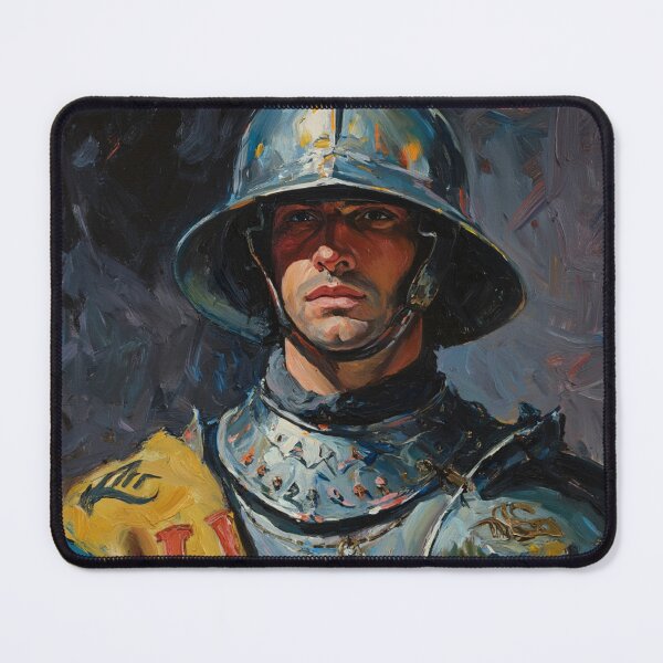 Item preview, Medieval English Soldier vintage style portrait art designed and sold by Vintage Designs +.