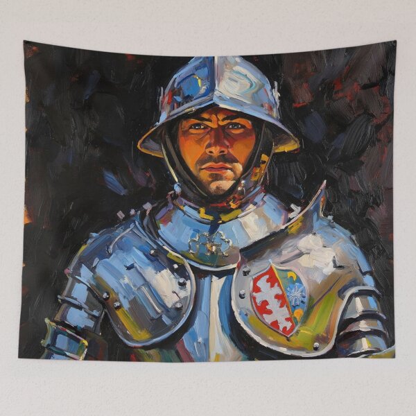 Item preview, Medieval English Soldier vintage style portrait art designed and sold by Vintage Designs +.