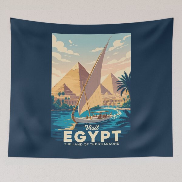 Item preview, Egypt Pyramid Illustration Travel Art Vintage designed and sold by KrisSidDesigns.