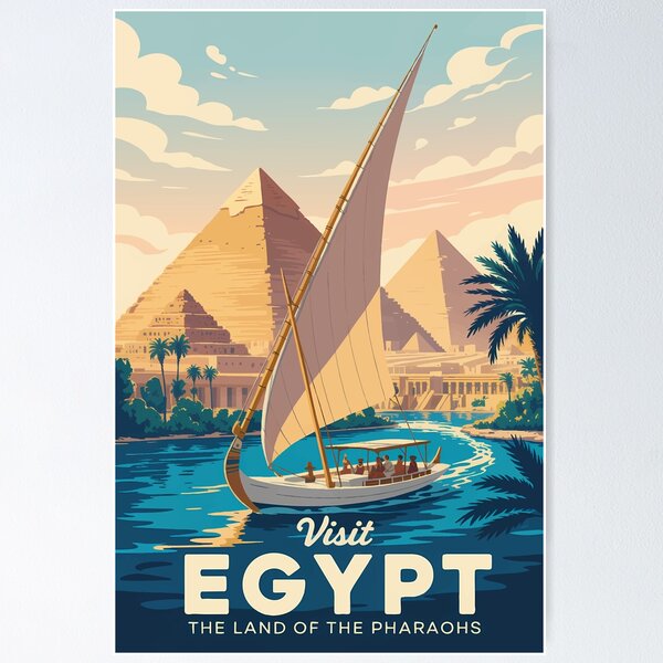 Item preview, Illustration de pyramide d'Égypte, art de voyage vintage designed and sold by KrisSidDesigns.