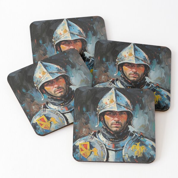Item preview, Medieval English Soldier vintage style portrait art designed and sold by Vintage Designs +.
