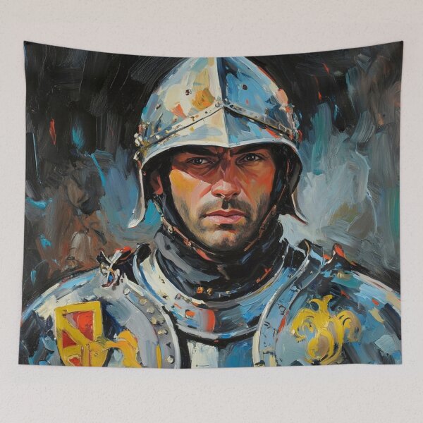 Item preview, Medieval English Soldier vintage style portrait art designed and sold by Vintage Designs +.