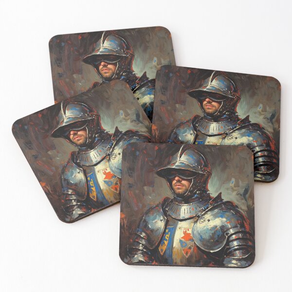 Item preview, Medieval English Soldier vintage style portrait art designed and sold by Vintage Designs +.