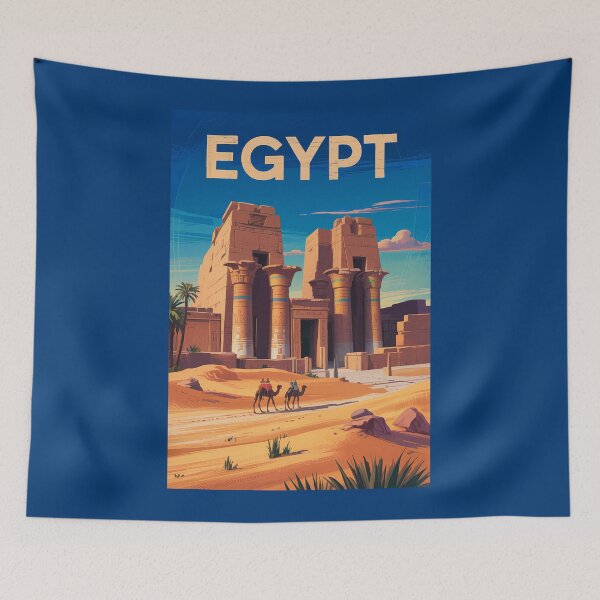 Item preview, Egypt Temple of Karnak Illustration Travel Art Vintage designed and sold by KrisSidDesigns.