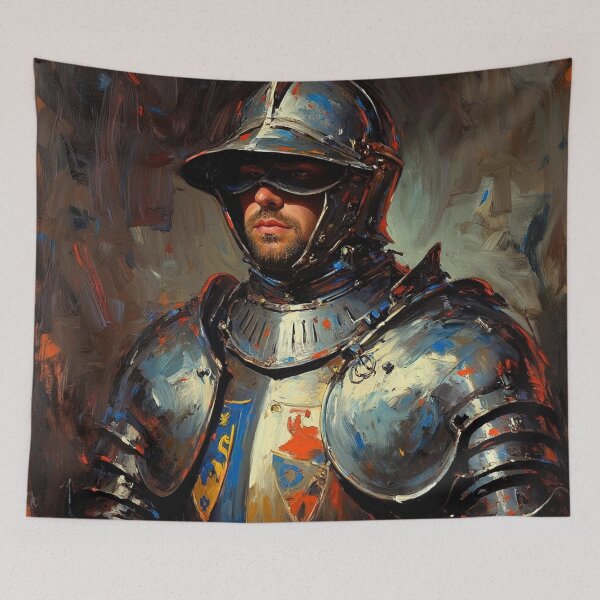Item preview, Medieval English Soldier vintage style portrait art designed and sold by Vintage Designs +.