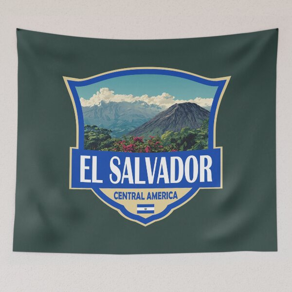 Item preview, El Salvador Illustration Retro Badge designed and sold by KrisSidDesigns.