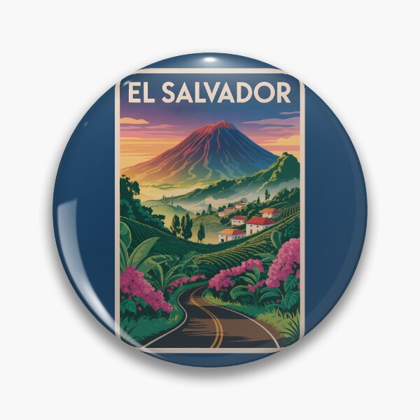 Item preview, El Salvador Volcano Illustration Travel Art Vintage designed and sold by KrisSidDesigns.