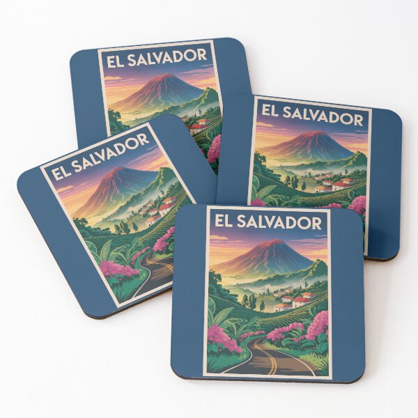 Item preview, El Salvador Volcano Illustration Travel Art Vintage designed and sold by KrisSidDesigns.