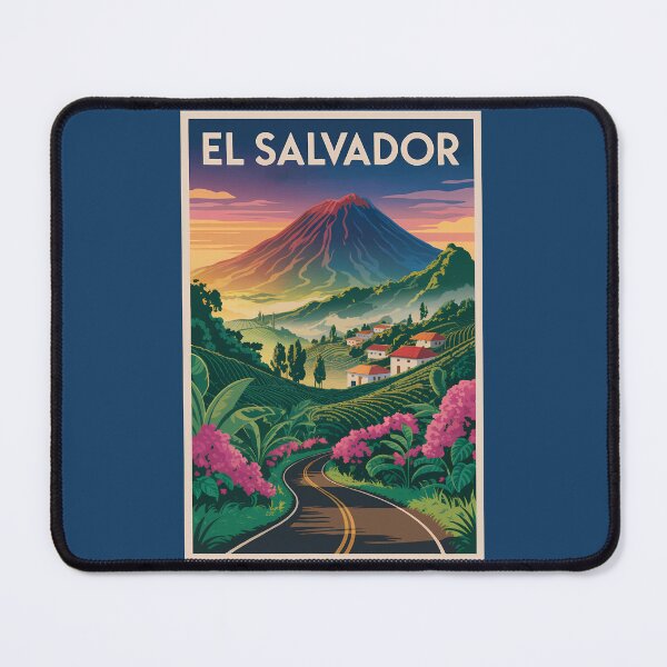 Item preview, El Salvador Volcano Illustration Travel Art Vintage designed and sold by KrisSidDesigns.