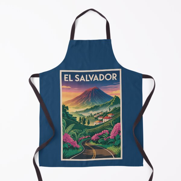 Item preview, El Salvador Volcano Illustration Travel Art Vintage designed and sold by KrisSidDesigns.