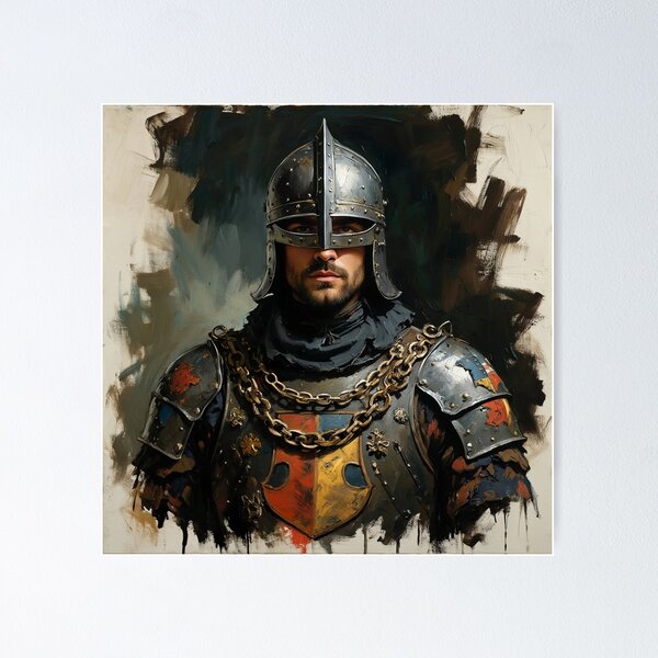 Item preview,  Medieval English Soldier vintage style portrait art designed and sold by Vintage Designs +.